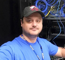 man working with computers